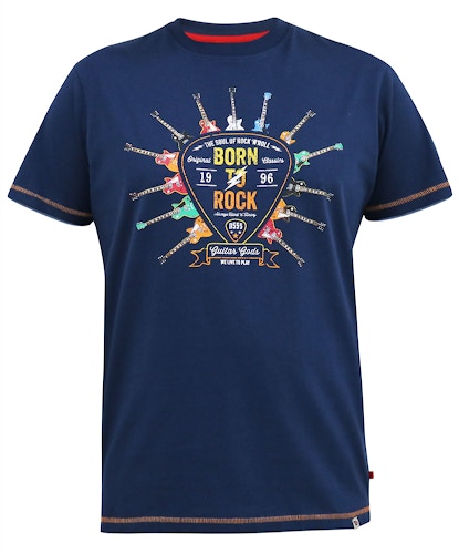 D555 Colin Born To Rock Printed Crew Neck T-Shirt French Navy